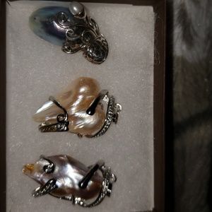 SOLD 3 free form pearls in free form 925 and czs